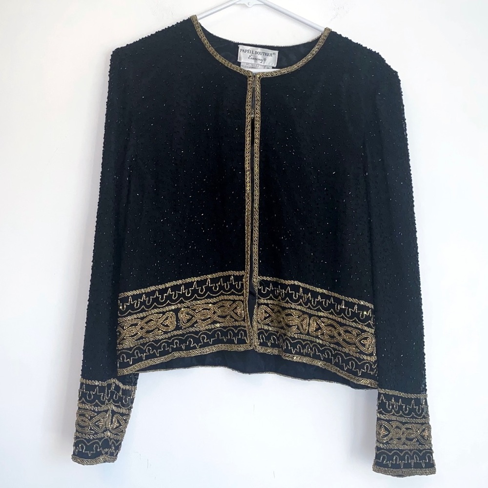 Vintage Papell Boutique Evening Silk Beaded Jacket